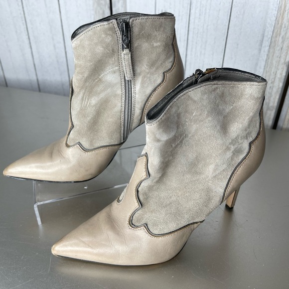 Sam Edelman Bradley Women's Cream Taupe Leather Suede Booties Size 6.5 - Picture 1 of 6